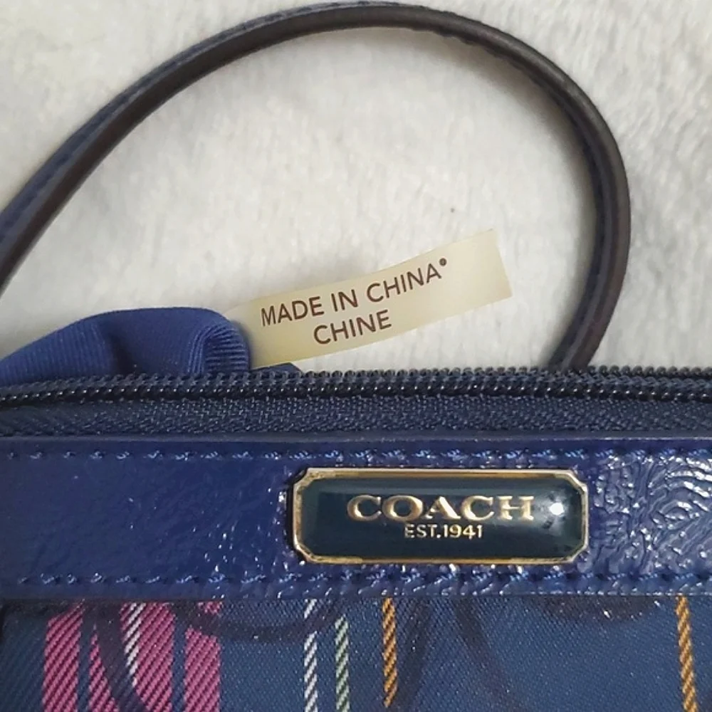 Coach Poppy Signature Tartan Plaid Wristlet